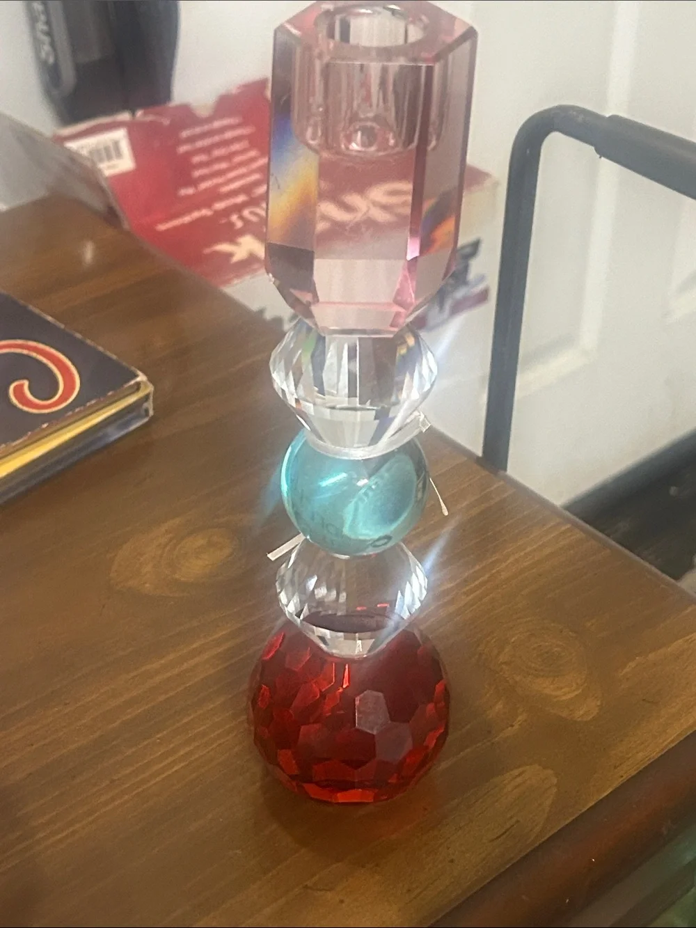Faceted Crystal Tower Lantern Accent - Red, Pink, Blue